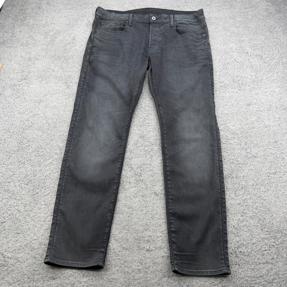 G-Star Raw Jeans Men 36x31 Gray 3301 Slim Button Fly Coated 5 Pocket Stretch